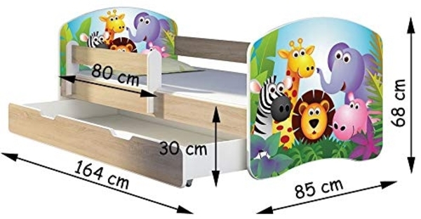 Kinderbett Jugendbett mit einer Schublade und Matratze Sonoma mit Rausfallschutz Lattenrost ACMA II 140x70 160x80 180x80 (16 Sweet Kitty 2, 160x80 + Bettkasten) Bild 4