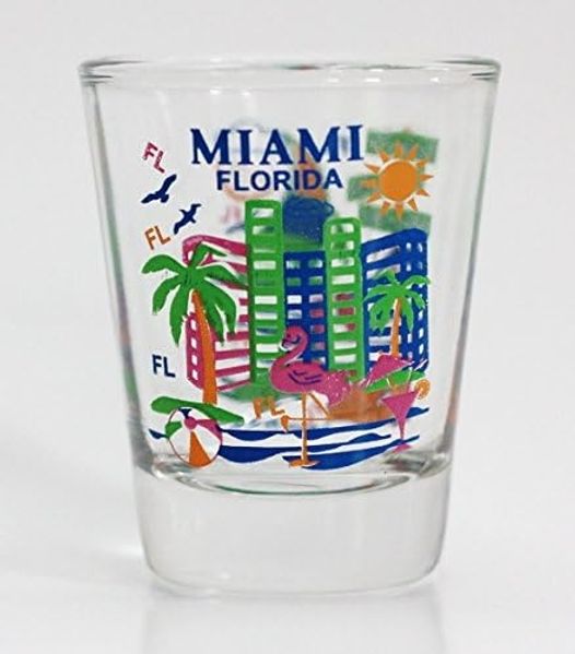 Miami Florida Attractions Collage Shot Glass by World By Shotglass