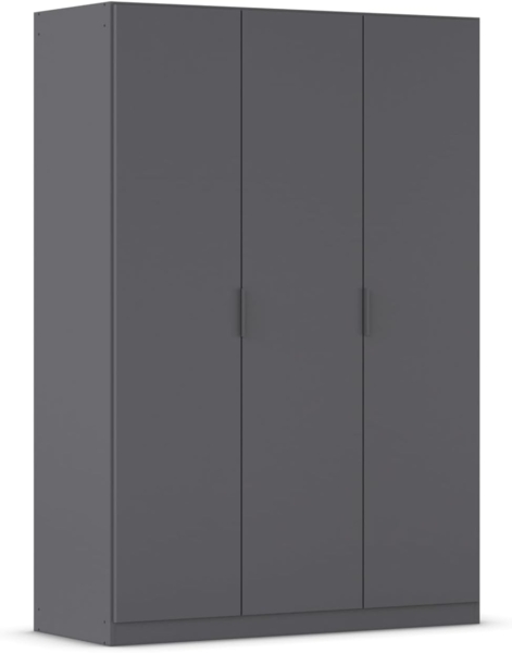 Rauch Möbel Lagoa, Kleiderschrank, Garderobe für Schlafzimmer, Kinderzimmer, Jugendzimmer 3-türig, Farbe Grau metallic, Schwarz, Breite 136