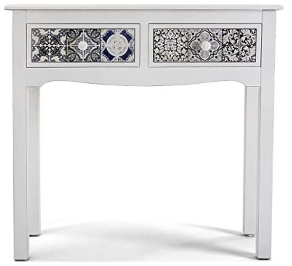 Versa Pireo Schmales Möbelstück für den Eingangsbereich oder Flur, Moderner Konsolentisch, mit 2 Schubladen, Maßnahmen (H x L x B) 78 x 30 x 81 cm, MDF Holz, Farbe: Weiß Bild 5