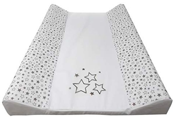 Babymajawelt® Wickeltischauflage 50x70 cm - 2 Keil Mulde inkl. Baumwollbezug ver. Designs, Folienwickelauflage Phthalatfrei, inkl. abnehmbaren Baumwollbezug, Maschinenwaschbar (Weiss))