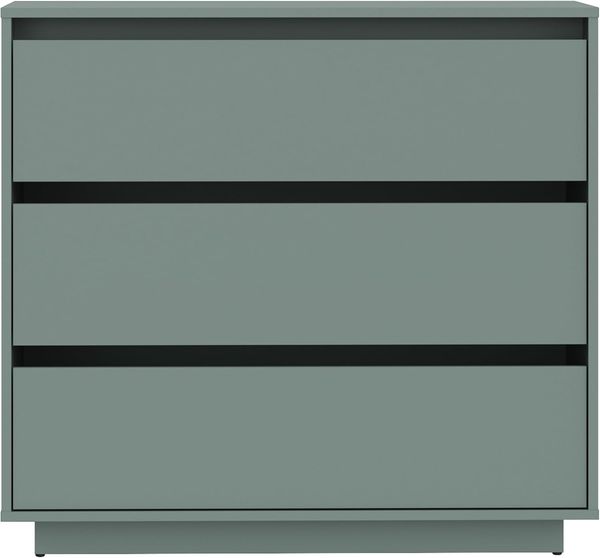 Forte Tahoe Kommode 90 100, minimalistische Kommode mit 3 Schubladen, Wohnzimmer, Schlafzimmer, Holzwerkstoff, Salbei, 93,5 cm breit x 96,7 cm hoch x 41,4 cm tief