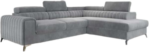 Designer Sofa Tirenni mit Schlaf- und Klappfunktion Hellgrau Rechts