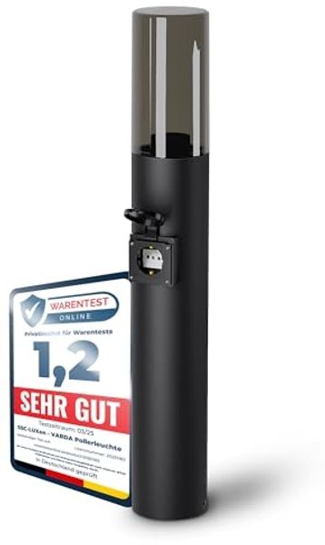 SSC-LUXon LED Gartenstrahler VARDA Außen Wegeleuchte mit Steckdose E27 Höhe 50 cm IP44 schwarz