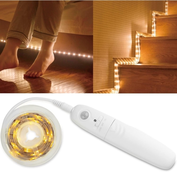 EAXUS LED-Streifen 30 LED Strip mit Bewegungssensor und Helligkeitssensor - 3 Meter, Beständig gegen Feuchtigkeit, Klebestreifen auf Rückseite