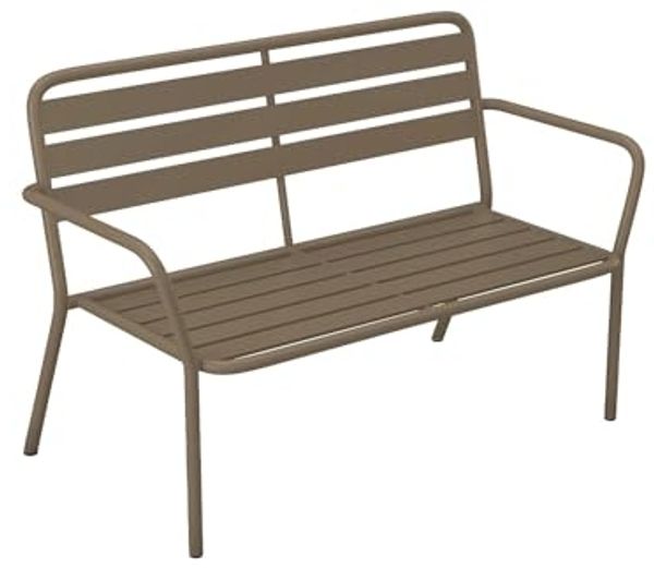 Vente-unique - MIRMANDE Gartensitzgruppe Metall Schokoladenbraun - B 58 cm x H 82 cm x L 123 cm