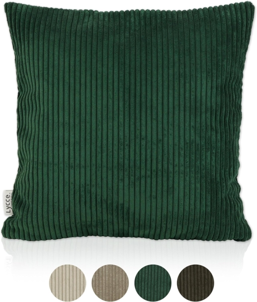 Lycce Dekokissen Kissenbezug aus trendigem Cordstoff (50x50 cm), grün
