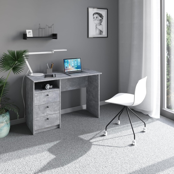 KOMTO Schreibtisch Oslo 110 H Griffe Computertisch Klein Arbeitstisch mit Schubladen, Büro PC-Tisch Kinderschreibtisch Schreibtisch 110 x 50 x 74 cm Bild 5