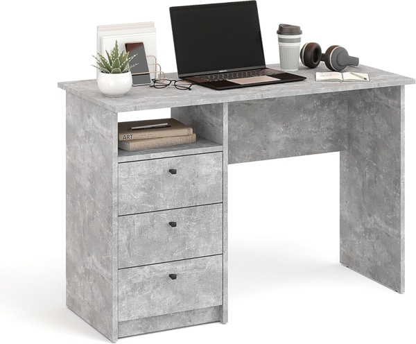 KOMTO Schreibtisch Oslo 110 H Griffe Computertisch Klein Arbeitstisch mit Schubladen, Büro PC-Tisch Kinderschreibtisch Schreibtisch 110 x 50 x 74 cm Bild 6