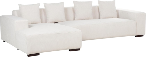 Ecksofa mit Ottomane LUNGO Cord Cremeweiß Rechtsseitig Bild 7