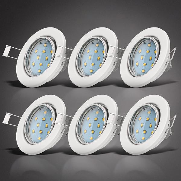 B.K.Licht LED Einbaustrahler 3er Set LED Einbauleuchten schwenkbar inkl. 3x 3W - 10-02-06-W, LED wechselbar, Warmweiß, 250lm GU10 IP23 Einbauspots Decke 3.000K Rund Nickel-matt