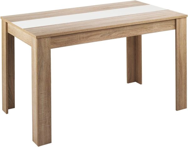 HOMEXPERTS Esstisch NICO / Küchentisch 140 cm / Esszimmertisch / Tisch in Sonoma Holz Eichen-Optik hell-braun / Wendeplatte in der Mitte wahlweise Schwarz oder Weiß / 140 x 80 x 75 cm (L x B x H)
