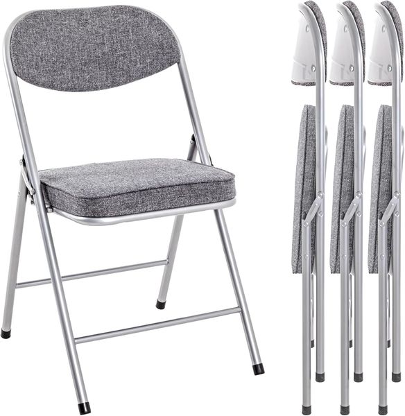 HAKU Möbel Klappstuhl 4er Set, Rücken gepolstert, alu, grau, B 47 x T 53 x H 79 cm