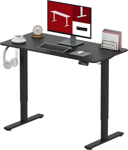 SANODESK Höhenverstellbarer Schreibtisch 120x60 cm Schreibtisch Höhenverstellbar Elektrisch Ergonomischer Steh-Sitz Tisch Computertisch für Heimbüro Homeoffice(schwarz)