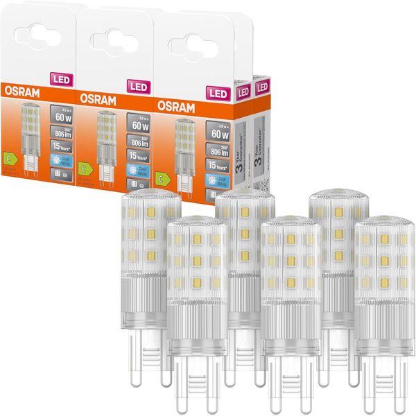 OSRAM LED PIN 60 320 4.9W 840 Clear G9, 4.9 W, Weiss, 4 Stück, 6 Stück