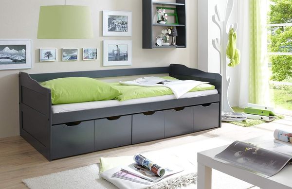 Ticaa Sofabett mit Schubkästen Maria Kiefer - grau