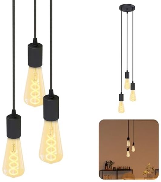 SSC-LUXon LED-Hängeleuchte Hängeleuchte PARU 3er mit E27 Filament LEDs dimmbar 3W, Extra Warmweiß
