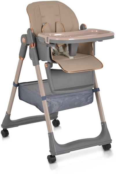 Moni Kinderhochstuhl Lindo klappbar Lätzchen Besteck Räder Korb höhenverstellbar beige