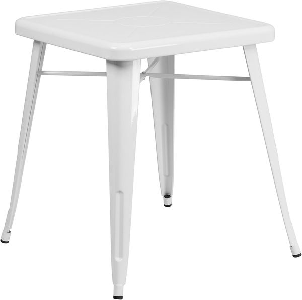 Flash Möbel quadratisch Indoor-Outdoor Tisch, Metall, weiß, 64.77 X 63,5x15,24 cm