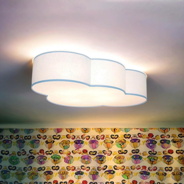 Licht-Erlebnisse Deckenleuchte WOLKI, ohne Leuchtmittel, Wolkenlampe Kinderzimmer Blau Stoff Wolke 4x E27 Kinderlampe