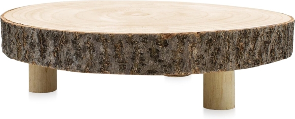 Spetebo Blumenhocker aus Baumscheibe mit Rinde auf 3 Füßen - Ø 25-30 cm (Pflanzenteller, 1 St, auf 3 Füßen), massiver Baumscheibe mit Rinde