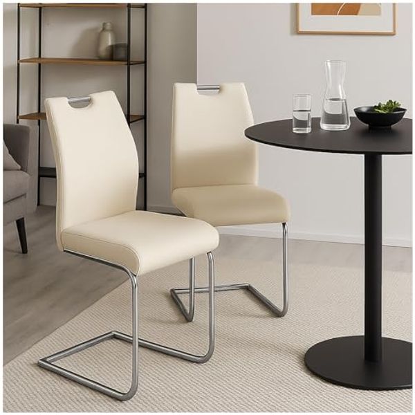 HTI-Living Esszimmerstuhl Esszimmerstuhl 2er Set Cremeweiß Nelly (Set, 2 St), Schwingstuhl Wartezimmerstuhl