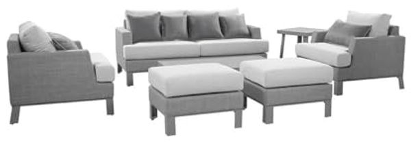 HOME DELUXE Garten-Sitzgruppe inkl. Abdeckung HAVANA - 303 x 239 cm Grau