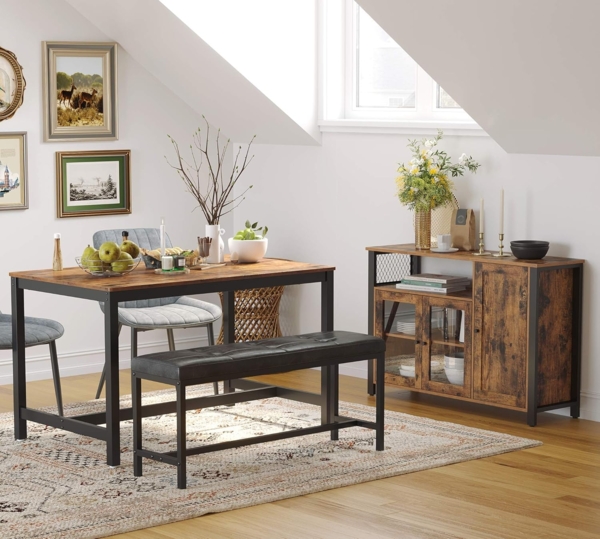 Vasagle Sideboard, Holzspanplatte vintagebraun-schwarz, 75 x 110 x 33 cm Bild 3