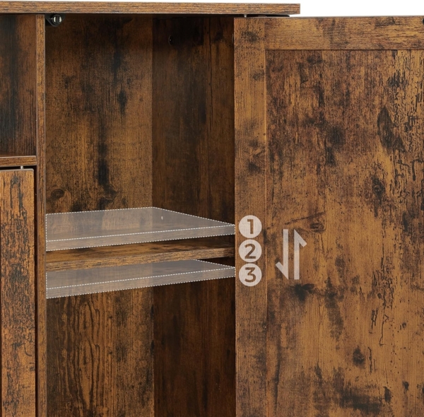 Vasagle Sideboard, Holzspanplatte vintagebraun-schwarz, 75 x 110 x 33 cm Bild 9