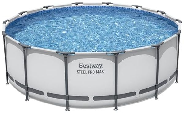 Bestway 5612X 15232 l Gerahmter Pool Erwachsener & Kind Leiter Grau Weiß 54 kg