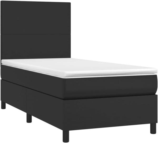 vidaXL Polsterbett mit Matratze & LED Schwarz 90x190 cm Kunstleder [3135795]