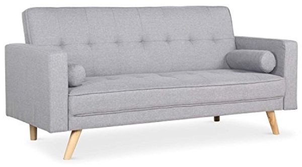 Menzzo Schlafsofa, skandinavisch, Slow-Bett, Polyester, Hellgrau, 186 x 75 x 89 cm