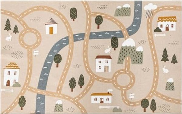 Atmosphera Créateur d'intérieur Kinderteppich Teppich Straßenkarte ROADMAP, 100 x 150 cm, Höhe: 10 mm