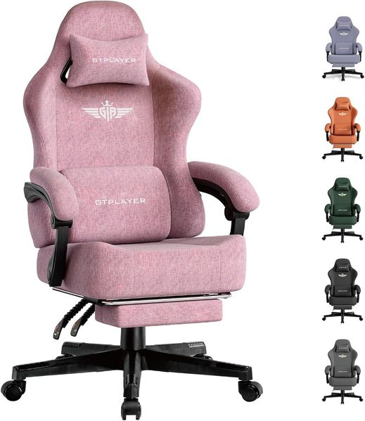 GTPLAYER Gaming-Stuhl Atmungsaktiver Bürostuhl, ergonomisch Hochwertiger - Stoff/Kunstleder, 160° Verstellbare Rückenlehne und ausziehbare Fußstütze