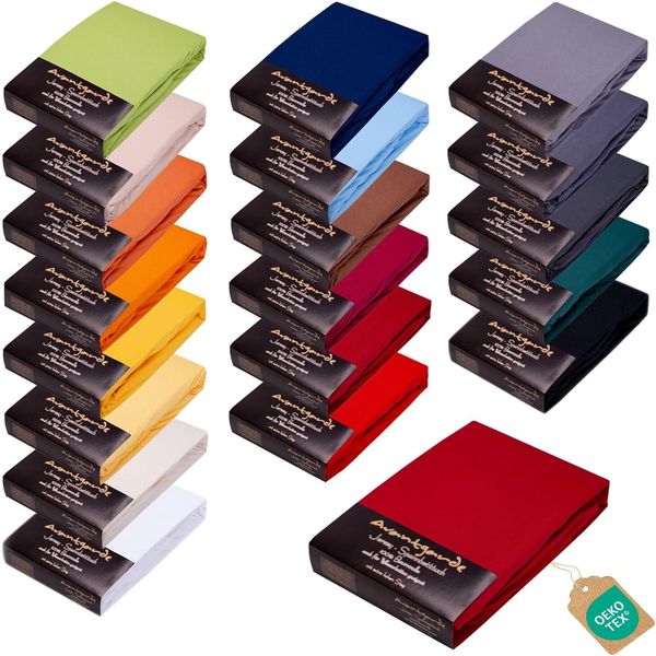 Avantgarde Premium Spannbettlaken 90x200-100x220 - hoher 40cm Steg auch f. Boxspringbett & Wasserbett - Spannbetttuch ca. 170g/m² - Bettlaken - 100% Jersey Baumwolle Oeko-TEX (17 Bordeaux)
