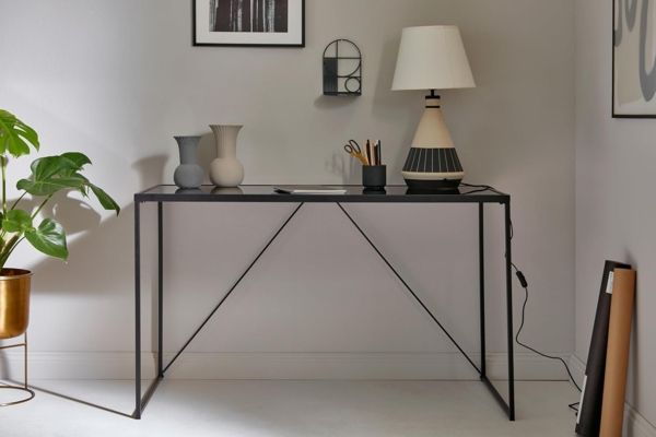 Jahnke Glasschreibtisch Glam Desk SCHWARZGLAS/SCHWARZ