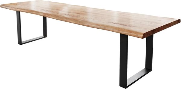 Esstisch Edge 280x100 XL Akazie Natur Metall Schmal schwarz Live-Edge