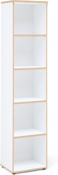 Stella Trading Memphis Aktenregal in Weiß, Artisan Eiche Optik - Modernes Standregal mit 5 offenen Fächern - 45 x 197 x 38 cm (B/H/T)