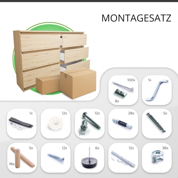 CDF Kommode Malwa M6 120| Farbe: Eiche Artisan | Schrank für Dokumente, Kleinigkeiten | Ideal für Wohnzimmer, Schlafzimmer, Kinderzimmer, Jugendzimmer und Büro | 6 geräumige Schubladen Bild 5