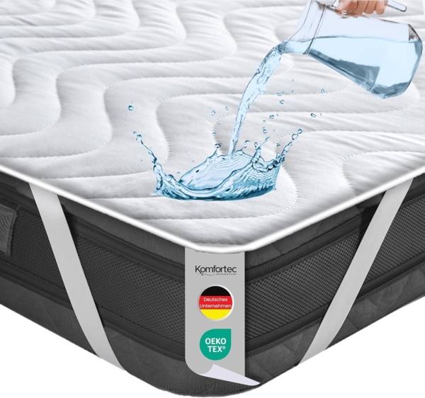 Matratzenschoner 100 g/m², 90x200, 120x200, 140x200, 160x200, 180x200 oder 200x200 cm Komfortec, 1 oder 2 Stück Wasserdichter Matratzenauflage