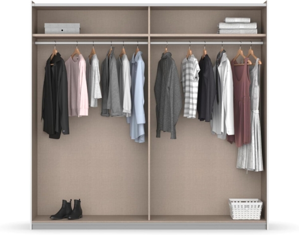 Rauch Möbel Neo, Schwebetürenschrank, Kleiderschrank, Kleiderschränke, Garderobe, Schrank mit Stauraum, 2-türig, Farbe Grau-metallic/Alpinweiß, 218 x 210 x 59 cm Bild 6