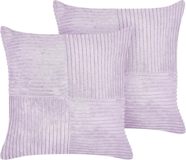 Beliani 'MILLET' Kissen, 2er Set, Cord Polyester violett, 43x43 cm