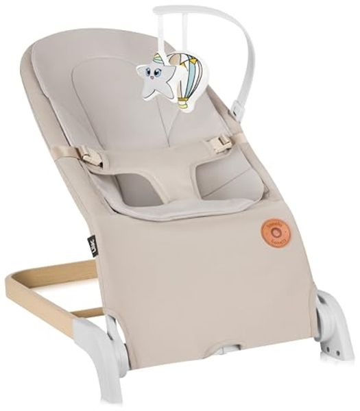 LIONELO LILAC Babywippe und -liege für Babys bis 9 kg, 0-6 Monate, 2-in-1 Babywippe, 2 Spielzeuge, Neigungseinstellung, 3-Punkt-Gurt, leicht 3,2 kg, flach zusammenklappbar