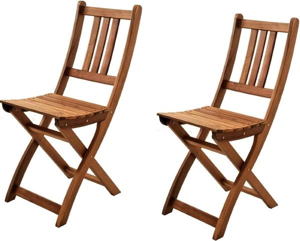 SAM 2er Set Akazien-Holz Gartenstuhl, ideal für Balkon, Garten Terrasse, zusammenklappbar