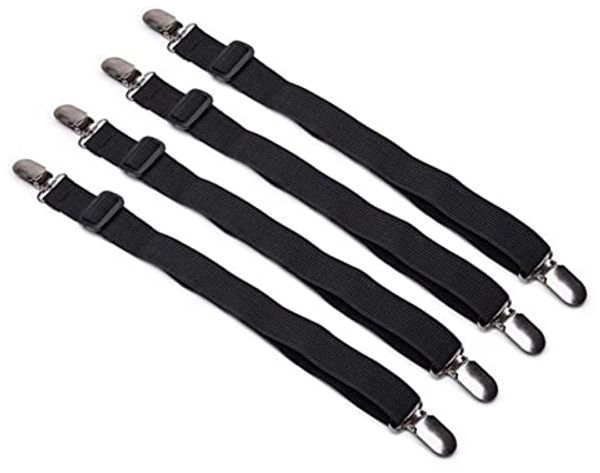 BAYLI Spannbettlaken Verstellbare Bettlakenspanner [4er Set], Betttuchspanner mit Metallcl