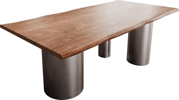 Esstisch Edge 200x100 Akazie Braun Troa Edelstahl Graphit Live-Edge