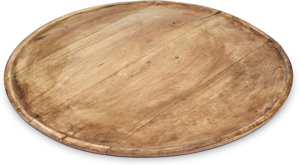 Spetebo Tablett Mangoholz Servierplatte natur, Holz, (massiv, 1-tlg, Ø 37,5 cm), Formschöner Dekoteller zum Servieren und Dekorieren