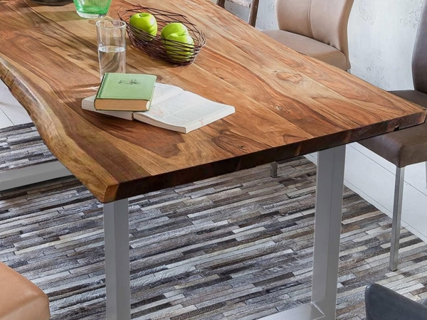 SIT-Möbel Live Edge 7191-99 Esszimmertisch mit Baumkante, massives Akazienholz, Nussbaumfarben / schwarzes Gestell, 180 x 90 x 77 cm Bild 5