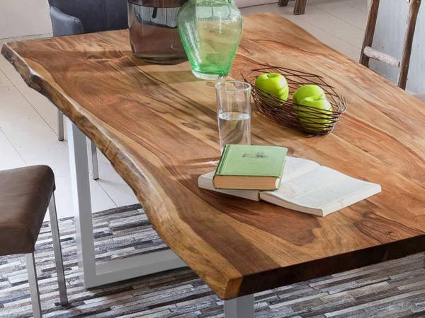 SIT-Möbel Live Edge 7191-99 Esszimmertisch mit Baumkante, massives Akazienholz, Nussbaumfarben / schwarzes Gestell, 180 x 90 x 77 cm Bild 6