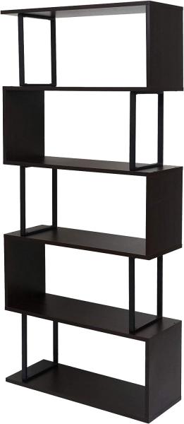 Bücherregal HWC-A27, Standregal Wohnregal, 183x80cm 3D-Struktur 5 Ebenen ~ grau, Metall schwarz